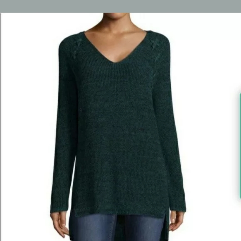 ana dark green and black green v neck sweater
